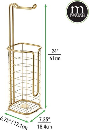 Тримач для туалетного паперу mDesign без свердління-окремо стоячий тримач для туалетного паперу для ванної кімнати - тримач для рулонів паперу з нержавіючої сталі на чотири рулони- (виготовлений з м'якої латуні)