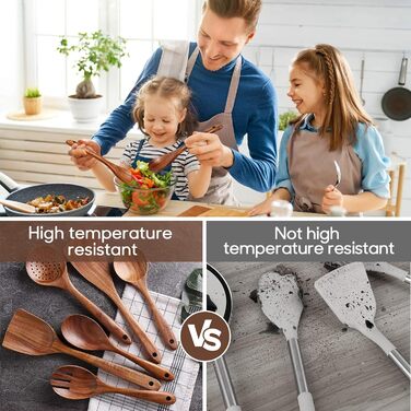 Дерев'яний набір кухонного приладдя Spardar (12 шт.): ложки, шумовки, підставка, рукавички. Ідеально для подарунку!