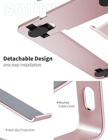 Підставка для ноутбука Soundance, алюміній, ергономічна, для столу, 10-15.6 дюймів, рожева