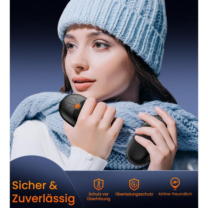 Електричні грілки для рук, 2 шт., з підзарядкою, 24 години тепла, 3 режими нагріву, портативні, для жінок, чоловіків, пацієнтів з ревматоїдним артритом (чорні)