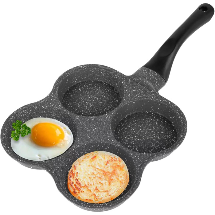 Сковорода для яєць Haofy 4 отвори ⌀9 см 36,5х19,5 см чорна