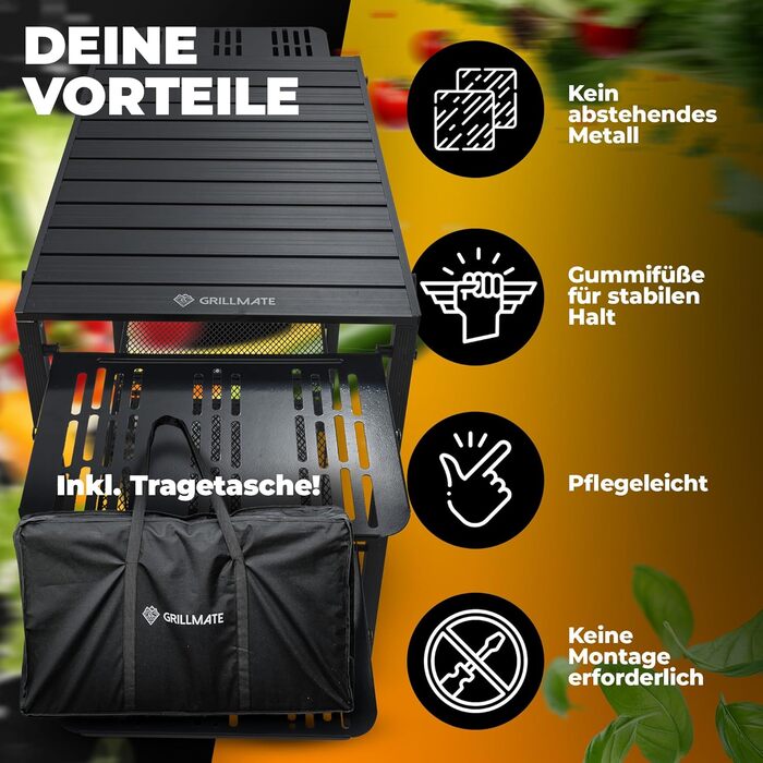 Зручний складаний гриль-стіл Outdoor для відпочинку на природі | Стіл для гриля, балкона, кемпінгу, саду | Складаний гриль-комплект з алюмінію, стійкий до корозії, витримує до 50 кг, з сумкою