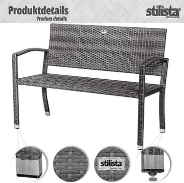 Гарнітура для саду STILISTA 2-місна з поліротангового плетіння, стійка до УФ-випромінювання, чорна (122 x 52 x 89 см)