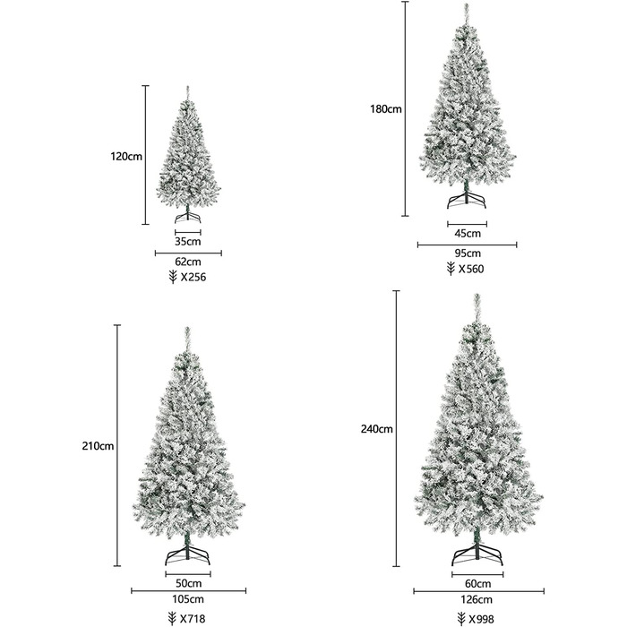 Штучна Біла Різдвяна ялинка САЛКАР 180 см, штучна Снігова ялинка в рукавичках і металева підставка для різдвяної ялинки, складна система швидкої збірки (зелений білий, 240 см)