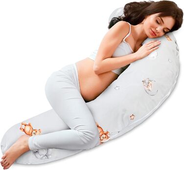 Подушка для вагітних Totsy Baby Stillkissen XXL - 190 см, бавовна, Oeko-Tex, бежева з зірками