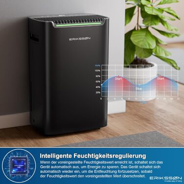 Електричний осушувач повітря з LED-дисплеєм, таймером та захистом від дітей | Здатний видалити 16л вологи на добу | Для приміщень до 70м² | Енергоефективний осушувач з датчиком вологості | Білий (20л - Чорний)