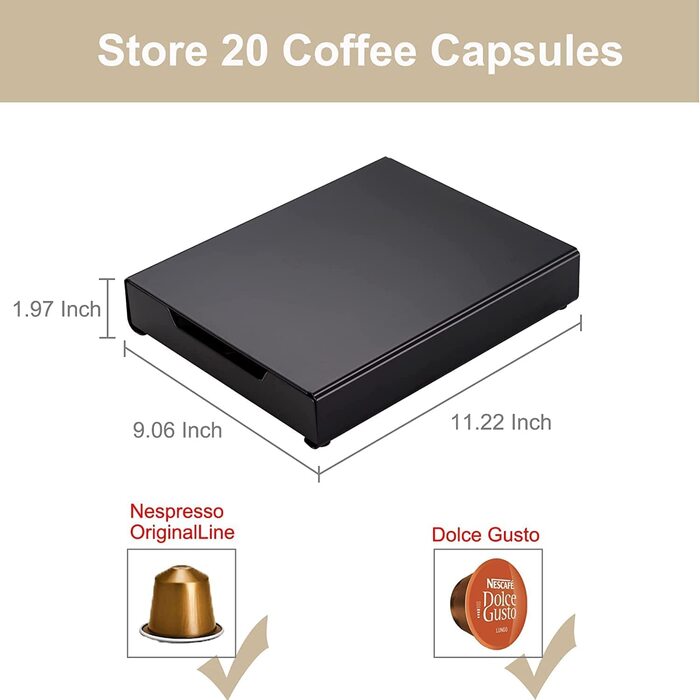 Тримач капсул MeelioCafe, що обертається для 40 капсул Nespresso, підставка для кавових капсул Nespresso, аксесуари для дозатора капсул Nespresso (20 універсальних капсул)
