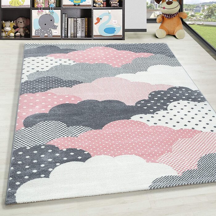 Дитячий килимок HomebyHome з коротким ворсом Cloud Pink - можна прати, екстра м'який, антиалергенний (160 см Круглий, Рожевий-2)