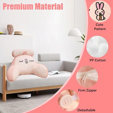 Лежанка-подушка для читання, 70x50 см, велика, для дорослих, з підголовником та підлокітником, зручна подушка для читання в ліжко/диван (Рожева, X-Large)