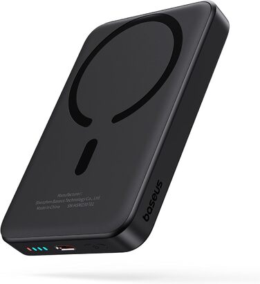 Магнітний, зовнішній акумулятор для iPhone 15/14/13/12, PD 20W, USB-C, Чорний, 10000mAh