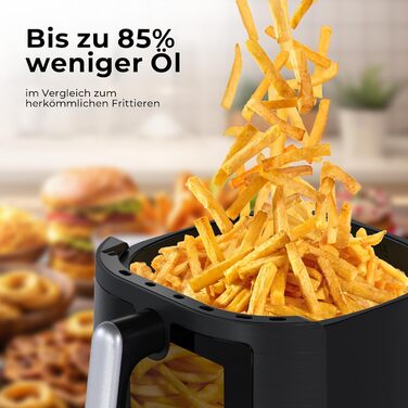 Фритюрниця Balter Airfryer HL-551T 5.5 л, чорна: 12 програм, 100 рецептів, з вікном