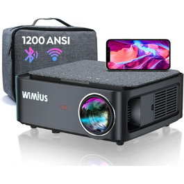 Проектор Beamer Full HD 1080P, 1200 ANSI люмен, 5G WiFi, Bluetooth, підтримка 4K, LED, для домашнього кіно, сумісний з Fire Stick, смартфоном, PS5, чорний