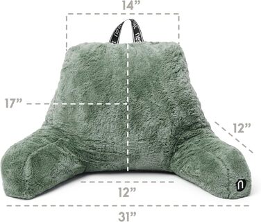 Подушка для читання Nestl Pelz, стильна спинка для сидіння в ліжку, штучне хутро, подушка-стілець з підлокітниками, подушка для читання в ліжку, для дорослих та дітей, спинка для відпочинку в ліжку, салатовий колір, стандартний розмір