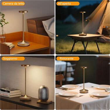 LED настільна лампа бездротова з димуванням, 3 кольори, 6000 mAh, IP54, для дому та кемпінгу (Титан)