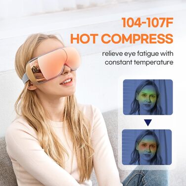 Масажер для очей HubiCare з підігрівом та вібрацією для зняття напруги, мігрені та зменшення втоми очей (Бежевий)