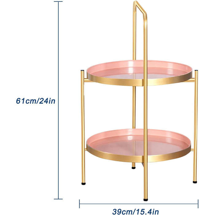 Журнальні столики Металевий одношаровий круглий журнальний столик, знімна полиця Журнальний столик Металевий піднос Закусочний столик Круглий журнальний столик Чайний столик Приліжкова тумбочка (колір) (Золотийрожевий)