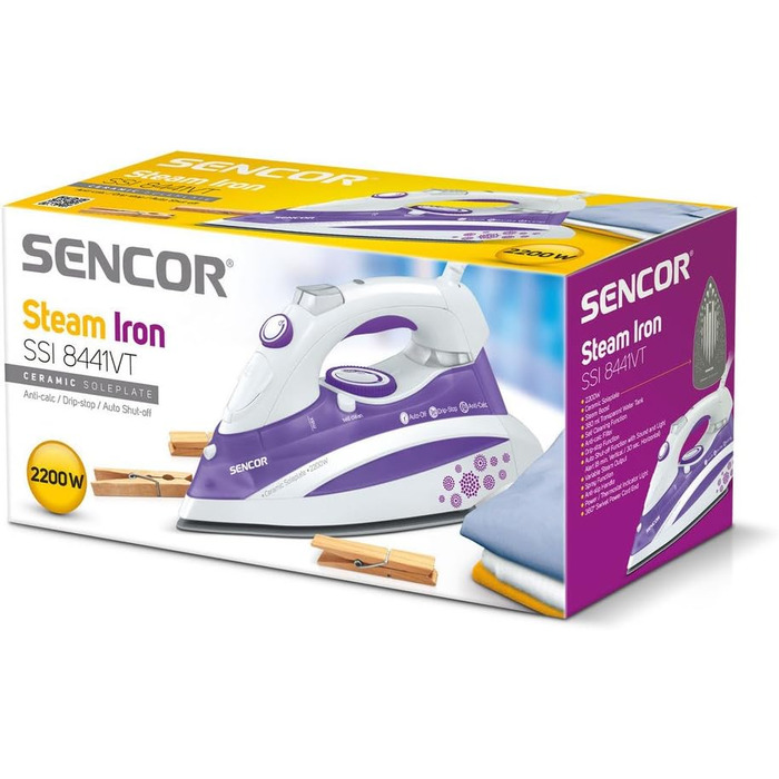 Парова праска SENCOR SSI 8440GR (2200 Вт, керамічна прасувальна поверхня) (фіолетовий)