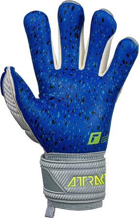 Унісекс воротарські рукавички Reusch Attrakt Fusion Finger Support Guardian для юніорів з розрізом по внутрішньому шву і накладкою Grip Fusion, які підходять для всіх (5.5, сірий / жовтий)