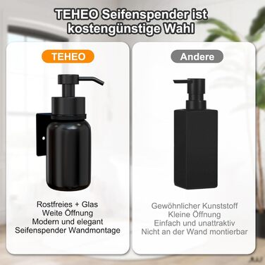 Настінний диспенсер для мила чорного кольору 250 мл - 2 шт. (без свердління)