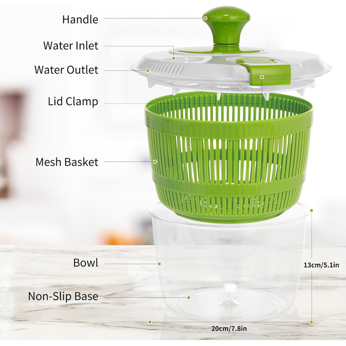 Салатниця-швидкоочисник з кришкою, 2.8L