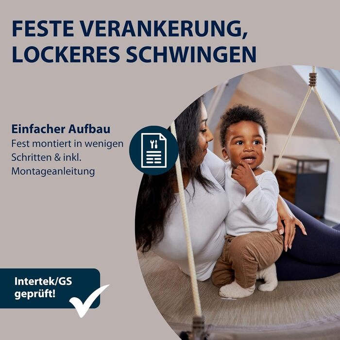 Шоукель HUDORA Nestschaukel Lounge - регульована висота, діаметр 90/110 см, до 150 кг, закрита сидіння, сімейна для дому та саду (Моха, 90 см, Single)