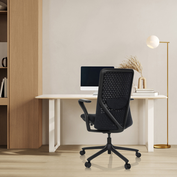 Офісне крісло VERVIO з 3D-сіткою на спинці / тканинний сидіння, чорний колір, hjh OFFICE