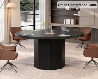 Округлий обідній стіл HSH для 4-6 осіб. Дерев'яний стіл для їдальні/кухні з сучасним дизайном, чорний дуб, 120 x 120 x 75 см