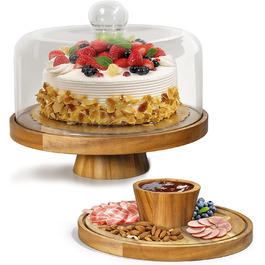 Дерев'яна підставка для тортів з кришкою, 30 см, поворотна, для випічки та декорування
