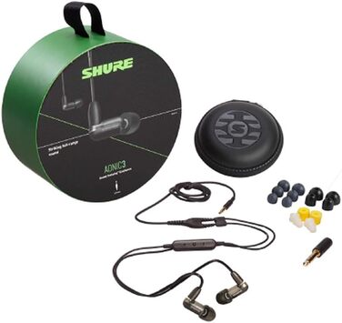 Навушники-вкладиші Shure AONIC 3, звукоізоляція, знімний кабель, 3,5 мм, з мікрофоном, чорний