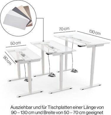 Стол Yaasa Frame Basic S: Регульована висота, USB-порт, телескопічний механізм, блокування клавішами (білий)