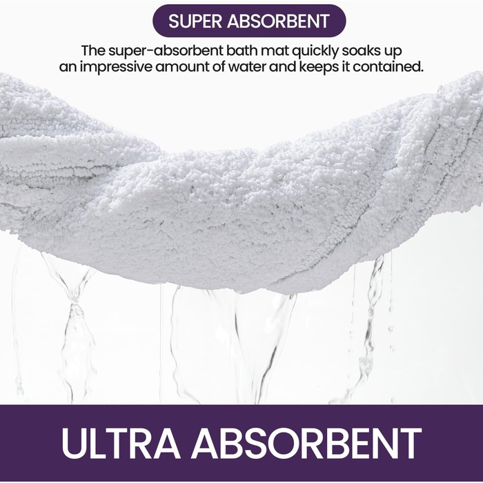 Килимок для ванної кімнати DEXI, м'який, нековзний, миючий, 40 x 60 см, білий