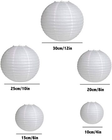 Паперові ліхтарики Aisamco 20 шт 10-30 см білі