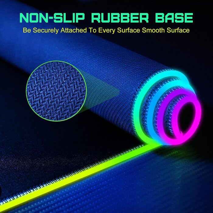 Ігрова килимок для миші RGB з бездротовою зарядкою Qi 15W, LED-підсвічування, 10 режимів, вологостійкий, протиковзкий, для геймінгу, офісу та дому (Чорний)