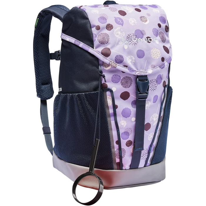 Дитячий рюкзак VAUDE Шайба для хлопчиків і дівчаток, зручний туристичний рюкзак для дітей, стійкий до погодних умов шкільний рюкзак з дощовиком і збільшувальним склом, багато місця для зберігання, синій/затемнення, (10 літрів, пастельно-бузковий)