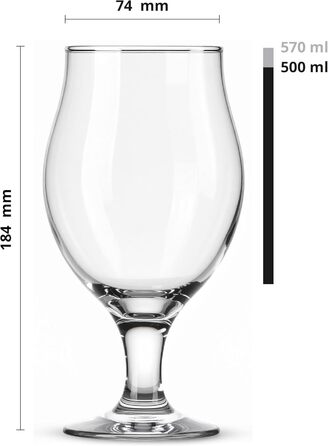Набір келихів для пива Glasmark KROSNO 1992 Biertulpen 6 шт, 500 мл - для Pils, Stout, коктейлів, придатні для мийки в посудомийній машині