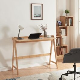 Письмовий стіл Hrryda Офісний стіл Робочий стіл для домашнього офісу або кабінету А-подібний каркас Екологічний комп'ютерний стіл Бамбук 123x53x80см натуральний
