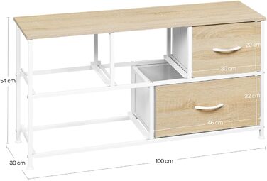 Комод WOLTU з 5 висувними ящиками з тканини, шафа-комод, тумба під TV, для вітальні, спальні, передпокою, з металевим каркасом та ДСП, білий, SSK005ws, білий (світлий дуб + білий, 5 тканинних ящиків)