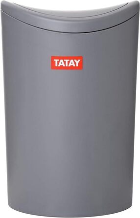 Відро для сміття TATAY для ванної, 6 л, ПП, без вмісту BPA, 19x19x28 см (сірий)