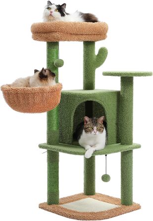 Кактус Котяче дерево 216-285см, 5 ярусів Cat Tower з гамаком, платформами та кулями (зелений)