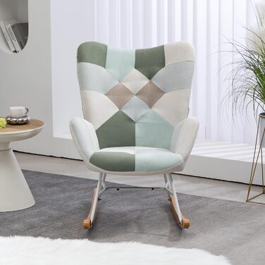 Крісло-гойдалка Cosy з підлокітниками, Patchwork, для вітальні, спальні, балкону, до 120 кг