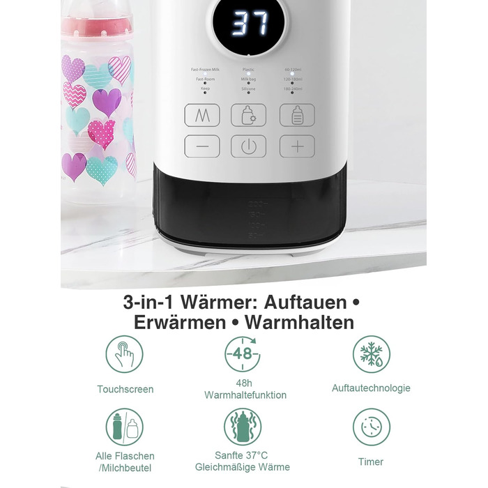 Підігрівач для пляшечок KOSTTE - універсальний, для грудного молока та суміші (білий)