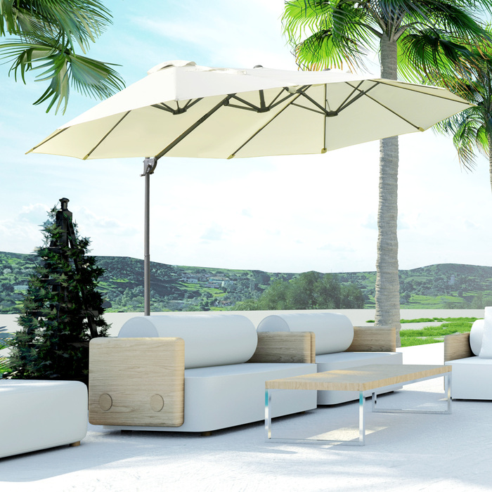 Outsunny Double Parasol Cantilever Parasol Double Parasol з регульованим садовим парасолькою Sunshade Metal Cream White 440 x 270 x 250 см | Аосом