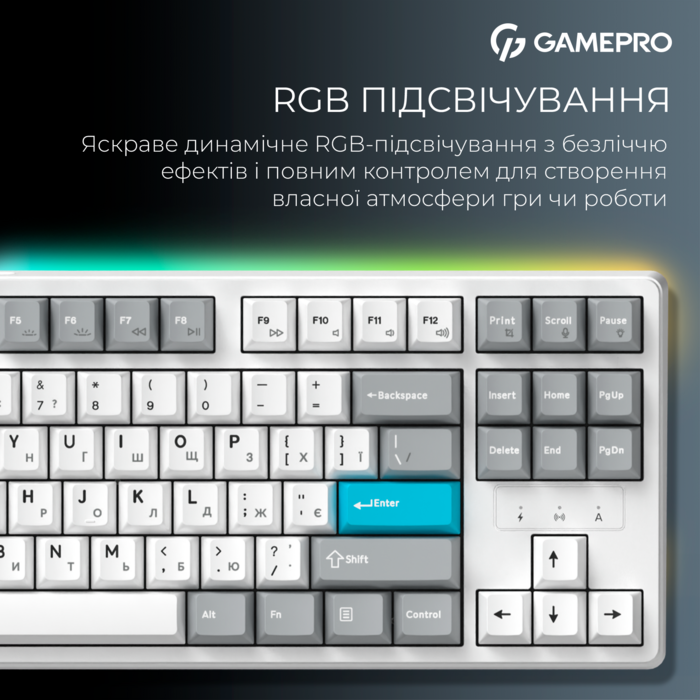 Бездротова механічна клавіатура GamePro Asgard Ragnar (MK285WH)