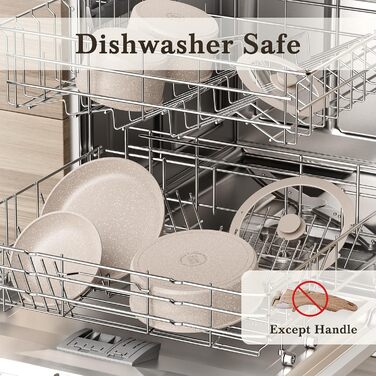 Набір посуду RIOVARM з індукційним дном, антипригарне покриття з граніту, знімні ручки, силіконові кришки, без PFOA. Каструлі та сковорідки