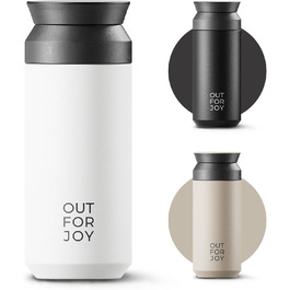 Термокружка з нержавіючої сталі 350 мл | Термокружка для кави та чаю на винос | З подвійними стінками, ізольована, не протікає | Подорожна термокружка | Зберігає тепло до 4 годин / холод до 8 годин (Білий Шовк)