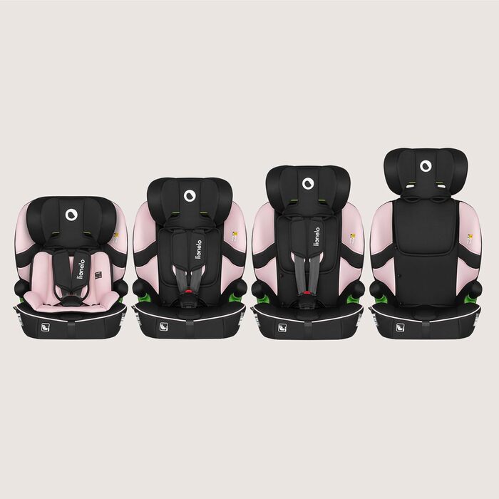 Автокрісло Lionelo Billy i-Size 76-150 см (15 міс - 12 років), R129, ISOFIX, Top Tether, 5-точковий ремінь, бічний захист (Рожеве)