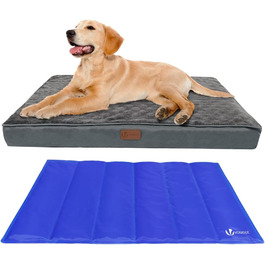 Лежак для собак охолоджувальний килимок, подушка для собак 2в1, миється, сірий 76x59см