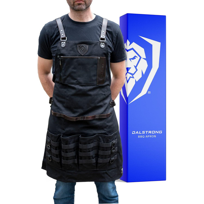 Фартук кухарський Dalstrong Professionelle Kochschürze – чорний, для приготування їжі та грилю, з регульованими лямками та сумкою для зберігання