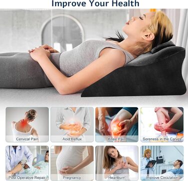 Подушка для ніг Zepphi з піною з пам'яті, трикутна подушка для підтримки ніг, ергономічна подушка для комфорту - ідеальна для дивану, ліжка, відпочинку та дому (Чорний)