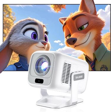 Міні проєктор Salange 4K з Wi-Fi 6, Bluetooth 5.2 та Android 11.0 для дому, смарт-проєктор з обертанням 180°, сумісний з телефоном/Xbox/ноутбуком/TV Stick/USB, білий (Sala260max)